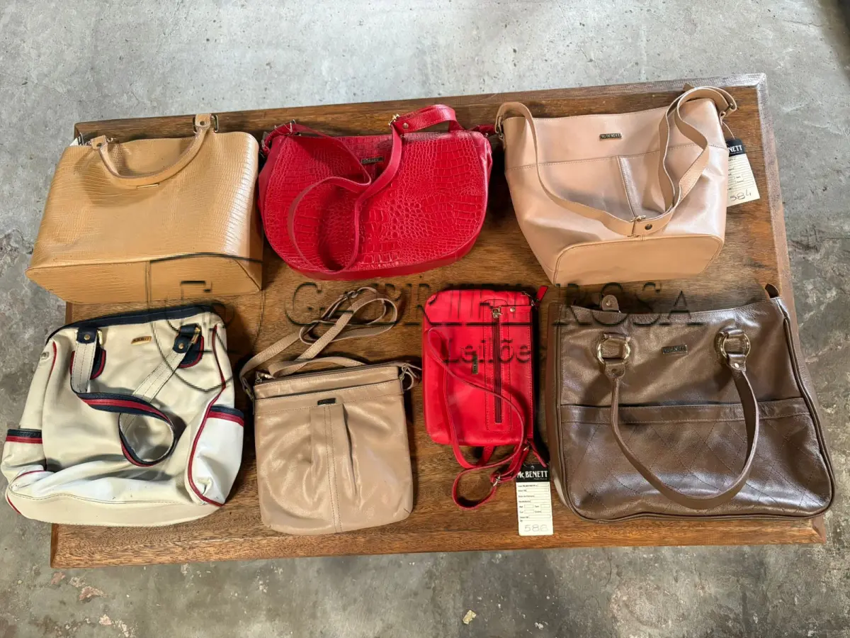 LOTE 164 - Bolsas modelos diversos( 70 un ), e Caixas de plástico
