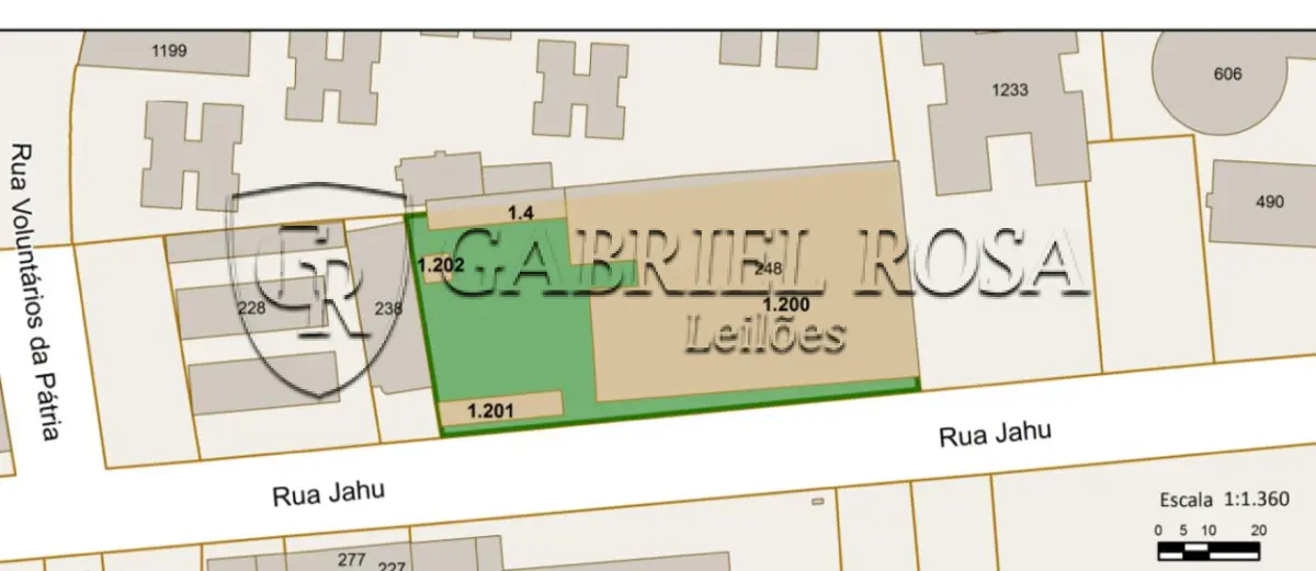 LOTE 001 - 12(doze) edificações em alvenaria, e o respectivo terreno com área de 4.339,00 m², e área total edificada de 3.768,26 m², situado na Rua Jaú, nºs 248, 256 e 318, Bairro Pátria Nova, Novo Hamburgo/RS. Registrado sob matrícula 28.161