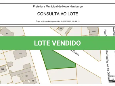 LOTE 001 - Terreno com área de 936,75 m², situado na Rua Fernando Abbot, Bairro Ideal, Novo Hamburgo/RS. Registrado sob matrícula 86.840