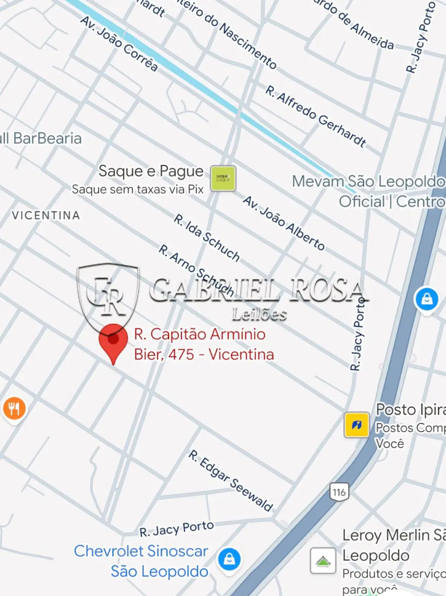 LOTE 002 - Sobrado Residencial nº 111 do Residencial Cidade Jardim, com área real privativa de 43,4710m², constituído de sala de estar, cozinha e banho no pavimento inferior, e circulação e 02(dois) dormitórios no pavimento superior, com uma área de terreno de 5,95m² de utilização exclusiva, situado na Rua Capitão Armínio Bier, nº 475, esquina com a Avenida Tomaz Edison, Bairro Vicentina, São Leopoldo/RS. Registrado sob matrícula 66.357