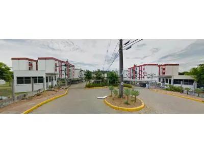 LOTE 004 - Direitos e Ações dos Imóveis - Apartamento nº 44 do Bloco B, do Condomínio Residencial Sapucaia II,  localizado no terceiro andar ou quarto pavimento, com área real privativa de 53,58 m², constituído de sala com sacada e churrasqueira, cozinha/serviço, banheiro e 02 dormitórios, registrado sob matrícula 29.194. E o BOX nº 53, do Condomínio Residencial Sapucaia II, localizado no térreo, com 12,50 m² de área real privativa, constituído de vaga de estacionamento coberta, registrado sob matrícula nº 29.295. Situados na Avenida Justino Camboim, nº 1889, Bairro Camboim, Sapucaia do Sul/RS
